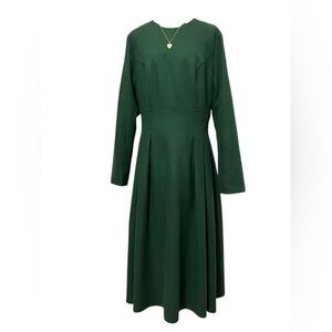 Xiaolizi Wool Blend Fit & Flare Green Long Sleeve Dress Size S